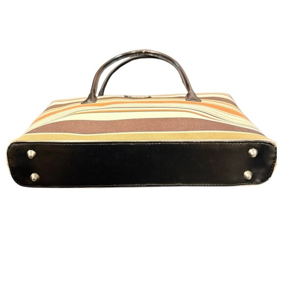 Vintage Kate Spade Striped Autumn Spice Brown Baguette Handbag Purse - Picture 8 of 14